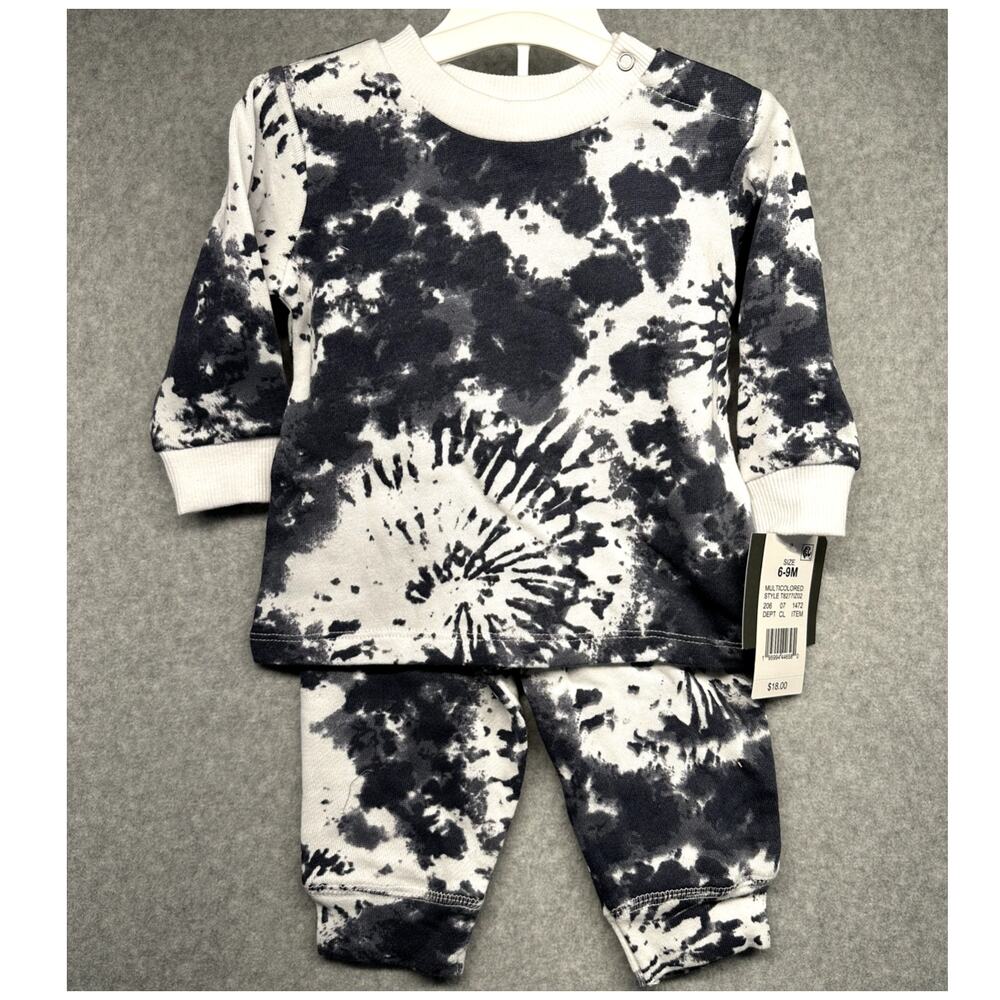 Grayson Mini Baby Sweatsuit Pants & Sweatshirt Outfit Set Blue Tie-Dye Size 6-9M